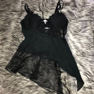 Victoria Secret Black Lace Babydoll Top
